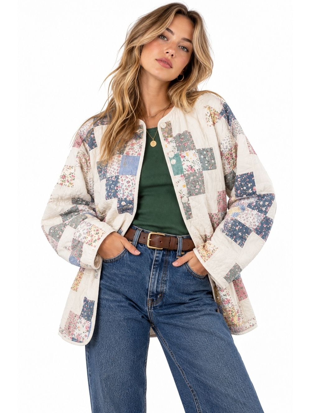 Vintage 90s Orvis Patchwork Quilt Jacket Large Floral Cotton Cottagecore